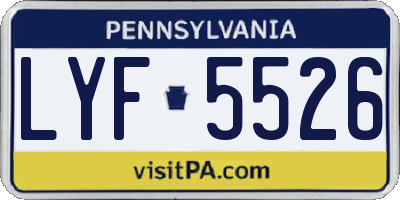PA license plate LYF5526