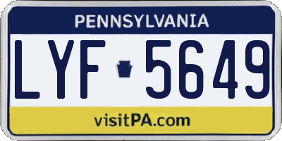 PA license plate LYF5649