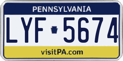 PA license plate LYF5674