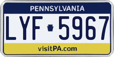 PA license plate LYF5967