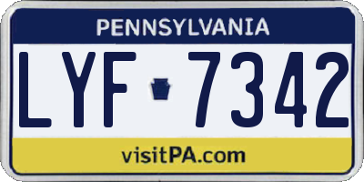 PA license plate LYF7342