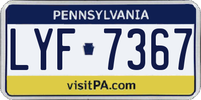 PA license plate LYF7367
