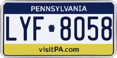 PA license plate LYF8058