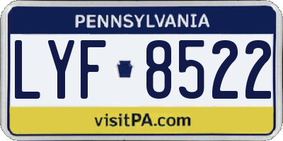 PA license plate LYF8522