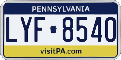 PA license plate LYF8540