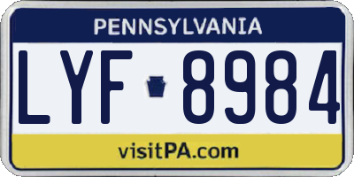 PA license plate LYF8984