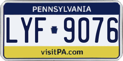 PA license plate LYF9076
