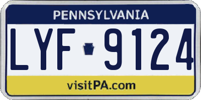 PA license plate LYF9124