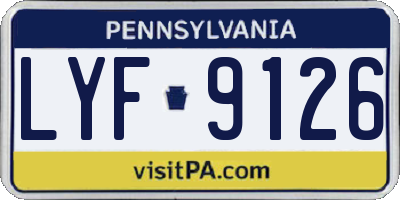 PA license plate LYF9126