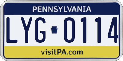 PA license plate LYG0114