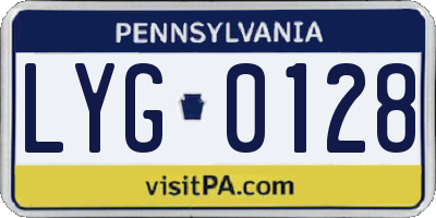 PA license plate LYG0128