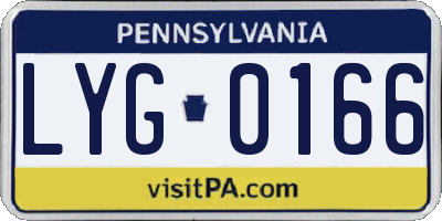 PA license plate LYG0166