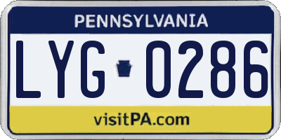 PA license plate LYG0286