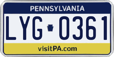 PA license plate LYG0361