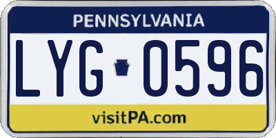 PA license plate LYG0596
