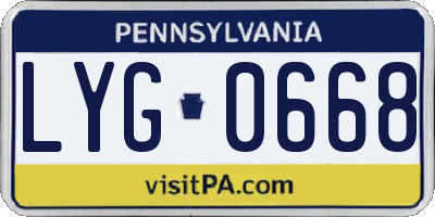 PA license plate LYG0668