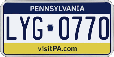PA license plate LYG0770