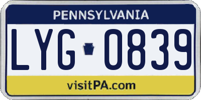 PA license plate LYG0839