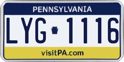 PA license plate LYG1116