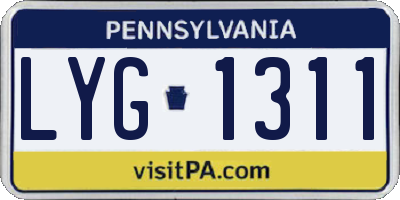 PA license plate LYG1311