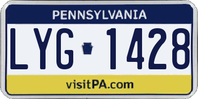 PA license plate LYG1428