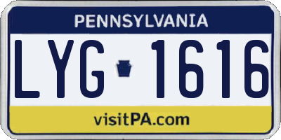 PA license plate LYG1616