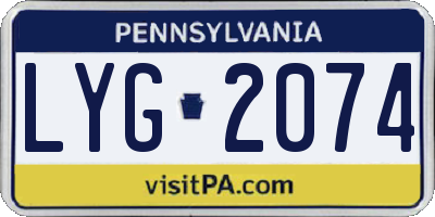 PA license plate LYG2074
