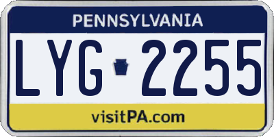 PA license plate LYG2255