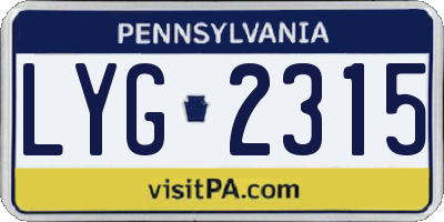 PA license plate LYG2315