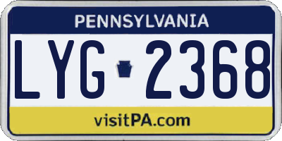 PA license plate LYG2368