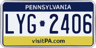 PA license plate LYG2406