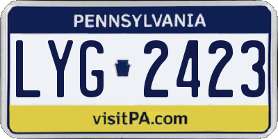 PA license plate LYG2423