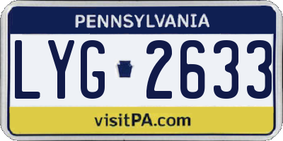 PA license plate LYG2633