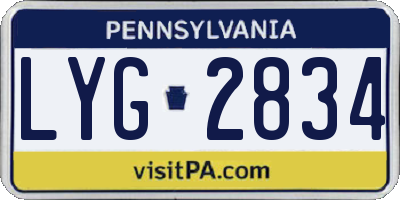 PA license plate LYG2834