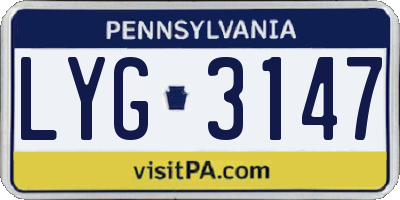 PA license plate LYG3147