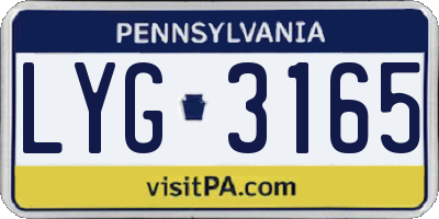 PA license plate LYG3165