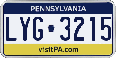 PA license plate LYG3215
