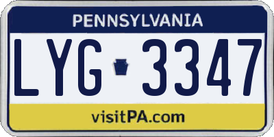 PA license plate LYG3347