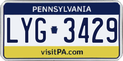 PA license plate LYG3429