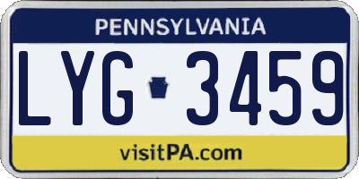 PA license plate LYG3459