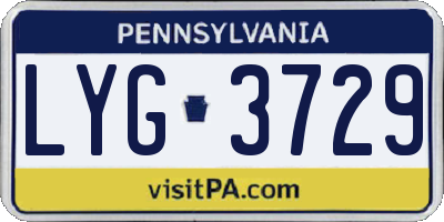 PA license plate LYG3729