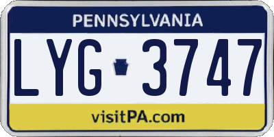 PA license plate LYG3747