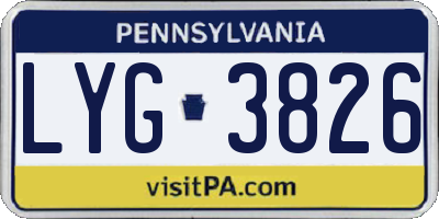 PA license plate LYG3826