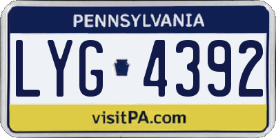 PA license plate LYG4392