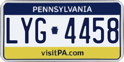 PA license plate LYG4458