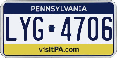 PA license plate LYG4706
