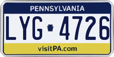PA license plate LYG4726