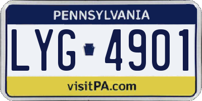 PA license plate LYG4901