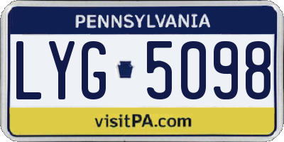 PA license plate LYG5098