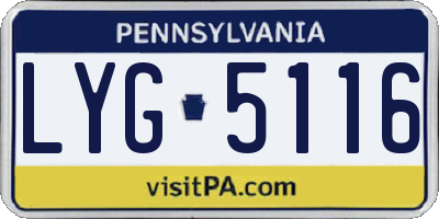 PA license plate LYG5116